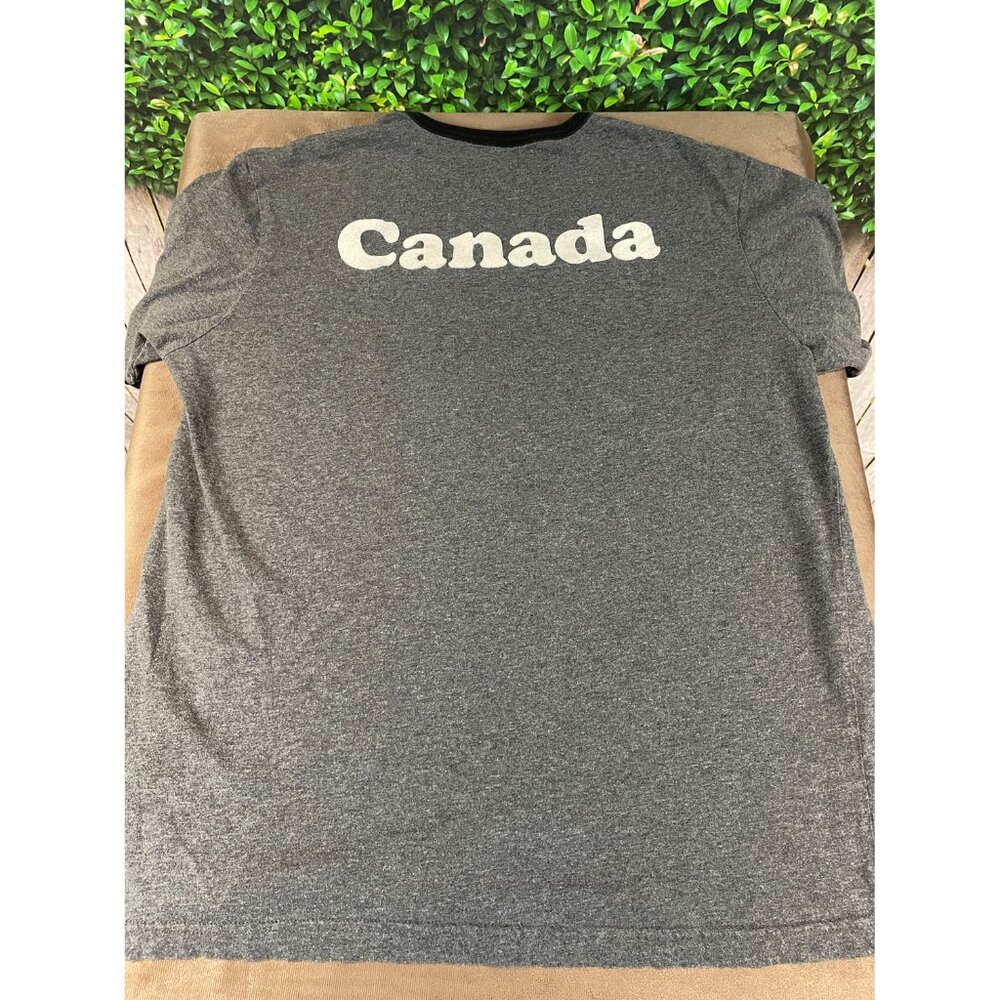 Womens Roots Canada Ringer Charcoal/Black/White T-Shirt Size Medium (SKU: 24W) - Picture 3 of 9